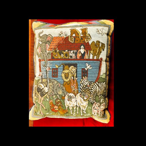 ▪️VTG▪️Noah's Ark Embroidered Tapestry Accent Pillow - Picture 6 of 7